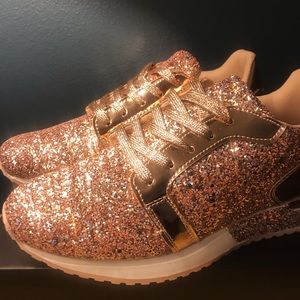 Rose Gold Glitter Sneakers